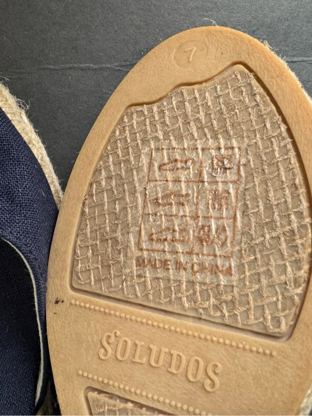 Soludos Classic Wedge Espadrilles in navy blue. Size 7